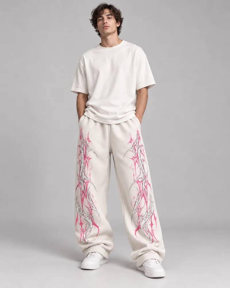 CALÇA MOLETOM PINK VEIKY WHITE