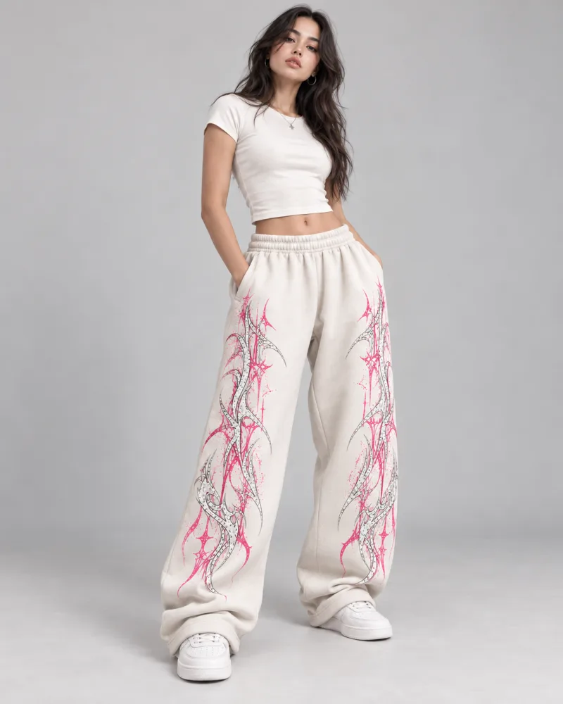 CALÇA MOLETOM PINK VEIKY WHITE