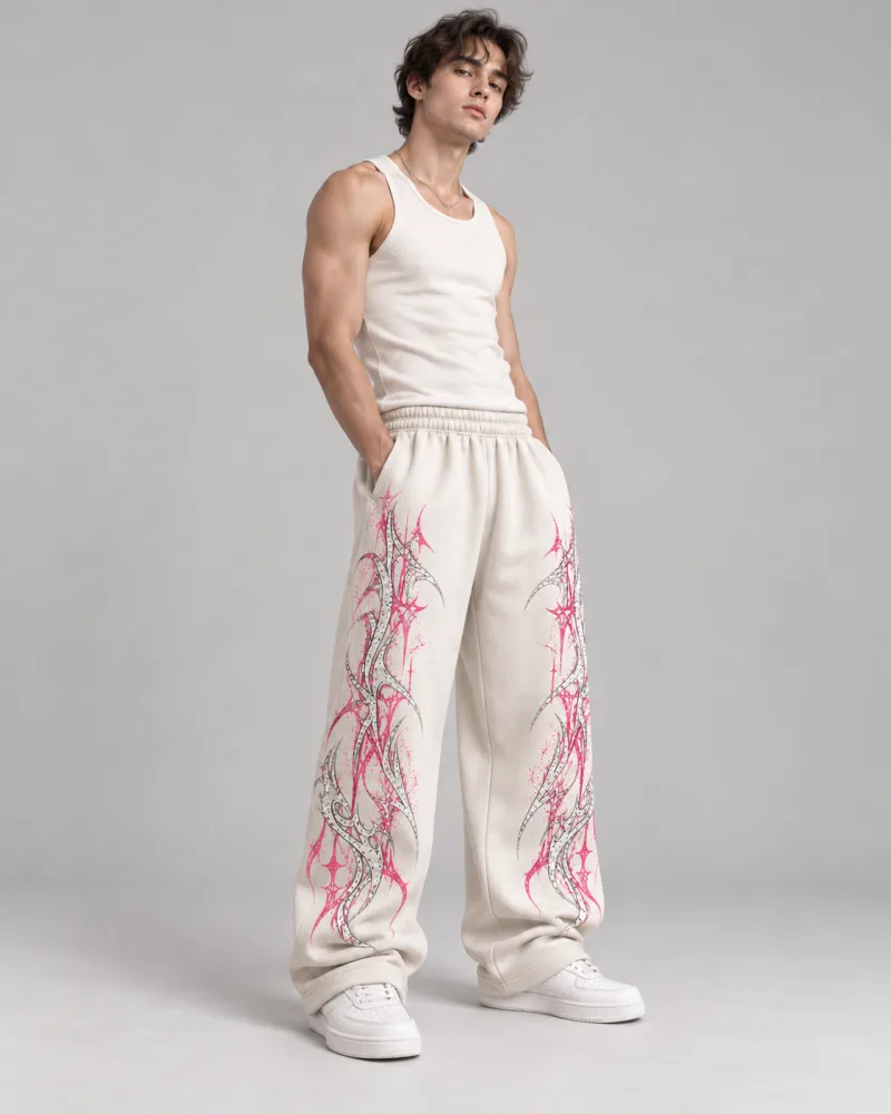 CALÇA MOLETOM PINK VEIKY WHITE