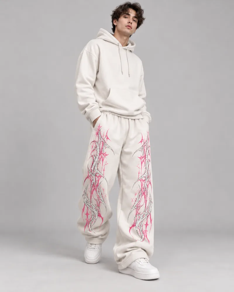 CALÇA MOLETOM PINK VEIKY WHITE